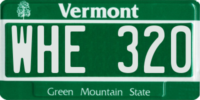 VT license plate WHE320