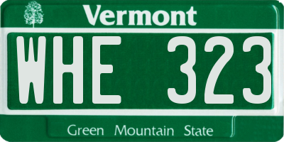 VT license plate WHE323