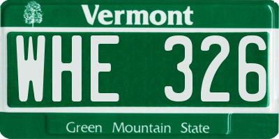 VT license plate WHE326