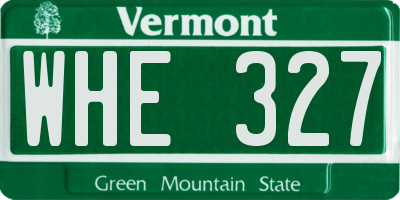 VT license plate WHE327