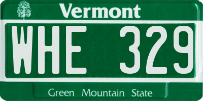 VT license plate WHE329