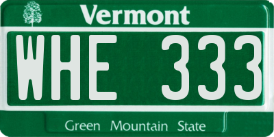 VT license plate WHE333