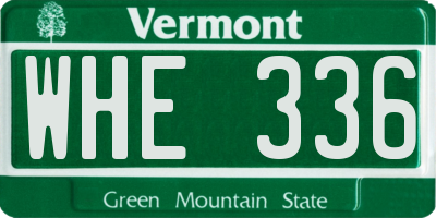 VT license plate WHE336