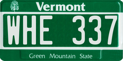VT license plate WHE337