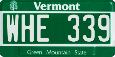 VT license plate WHE339