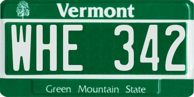 VT license plate WHE342