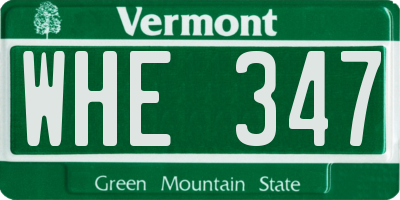 VT license plate WHE347