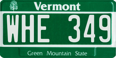 VT license plate WHE349