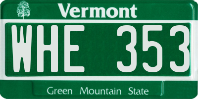 VT license plate WHE353