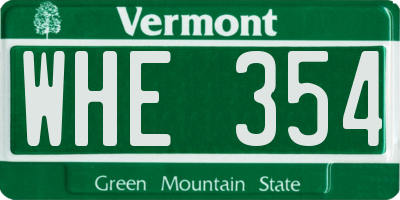 VT license plate WHE354
