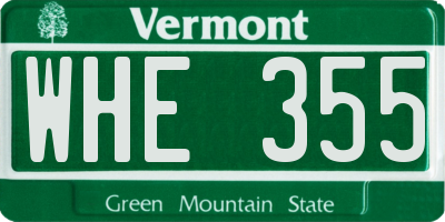 VT license plate WHE355