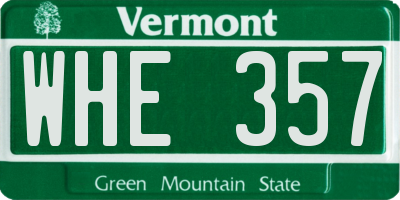VT license plate WHE357