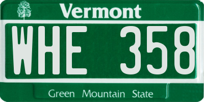 VT license plate WHE358