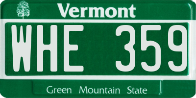 VT license plate WHE359