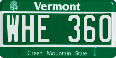 VT license plate WHE360