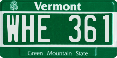 VT license plate WHE361