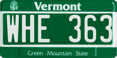 VT license plate WHE363