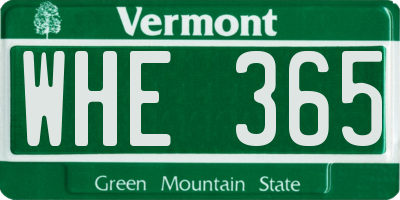 VT license plate WHE365