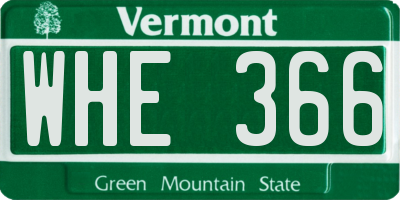 VT license plate WHE366