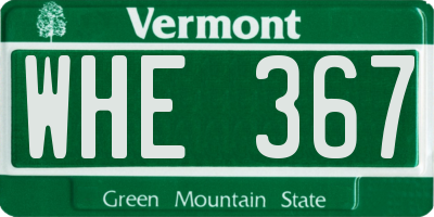 VT license plate WHE367