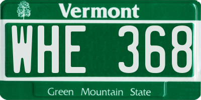 VT license plate WHE368