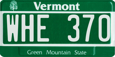 VT license plate WHE370