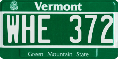 VT license plate WHE372