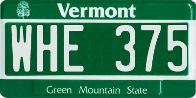 VT license plate WHE375