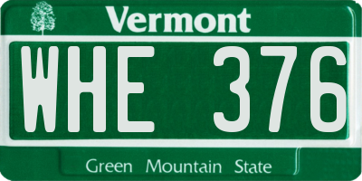 VT license plate WHE376