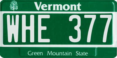 VT license plate WHE377