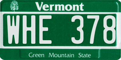 VT license plate WHE378