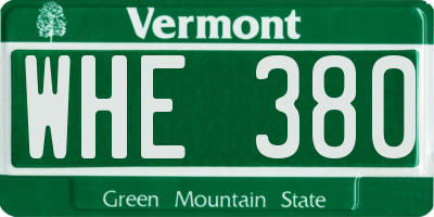 VT license plate WHE380