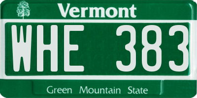 VT license plate WHE383