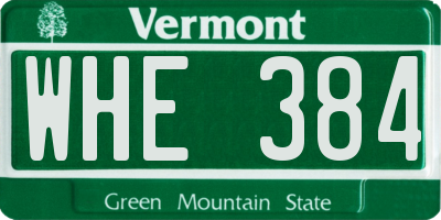 VT license plate WHE384