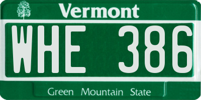 VT license plate WHE386