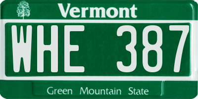 VT license plate WHE387