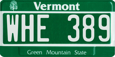 VT license plate WHE389