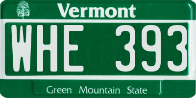 VT license plate WHE393