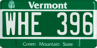 VT license plate WHE396