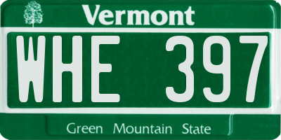 VT license plate WHE397