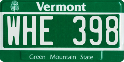 VT license plate WHE398
