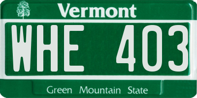 VT license plate WHE403