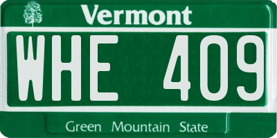 VT license plate WHE409