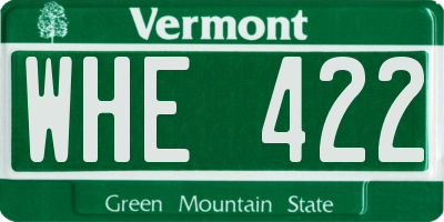 VT license plate WHE422