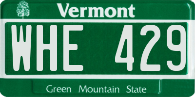 VT license plate WHE429