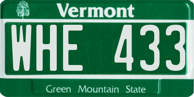 VT license plate WHE433