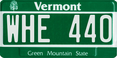 VT license plate WHE440