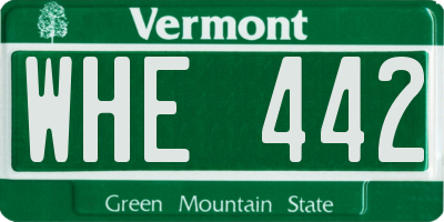 VT license plate WHE442