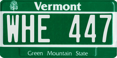 VT license plate WHE447