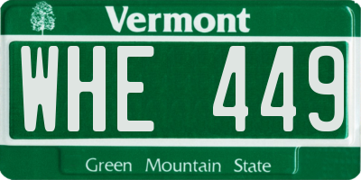 VT license plate WHE449